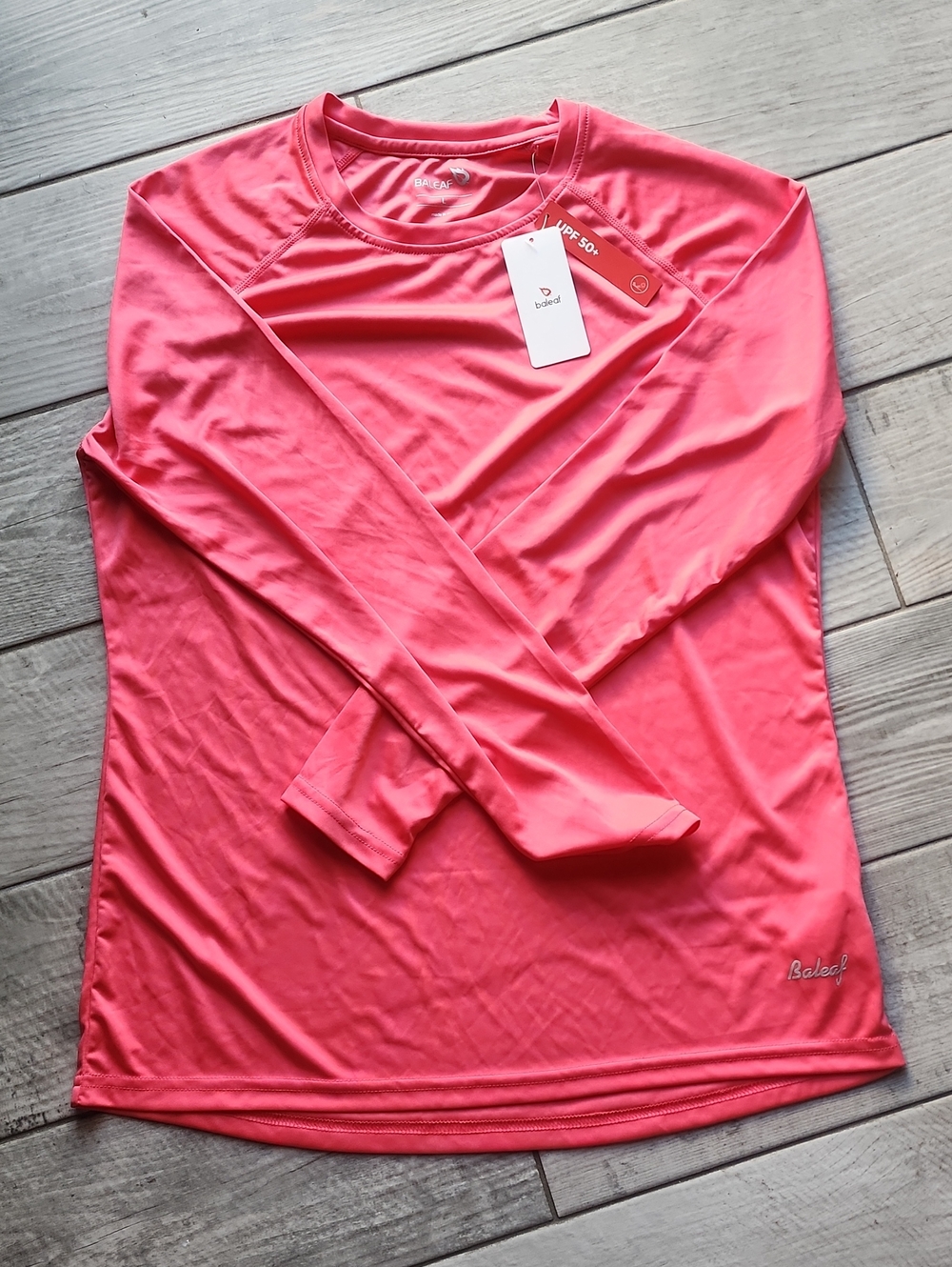 Baleaf Coral-Pink Long Sleeve Swim Rashguard Women's Large